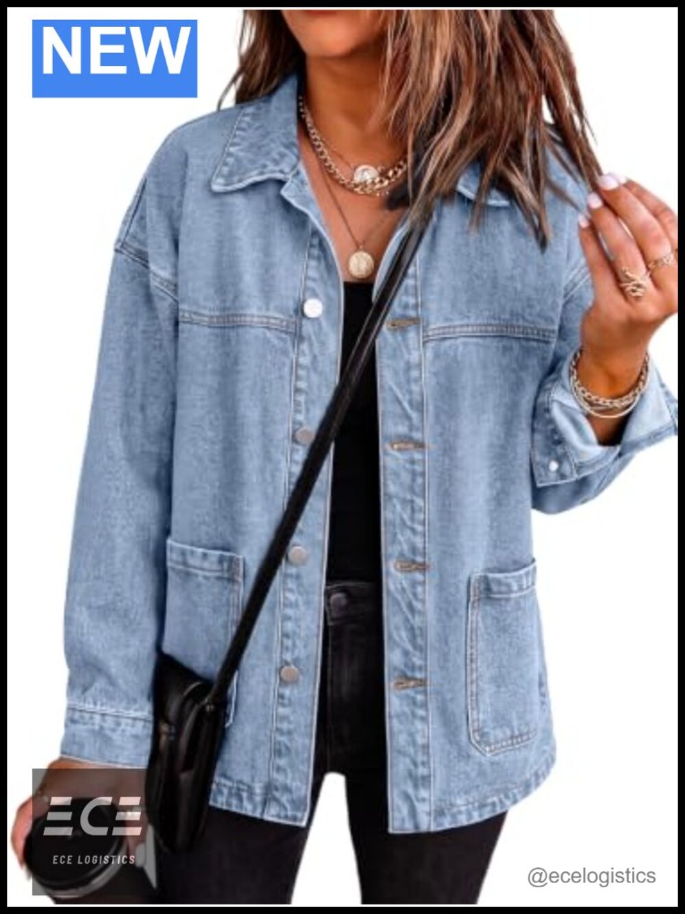 Oversized 100% Cotton Denim Jacket Boyfriend Fit Shacket